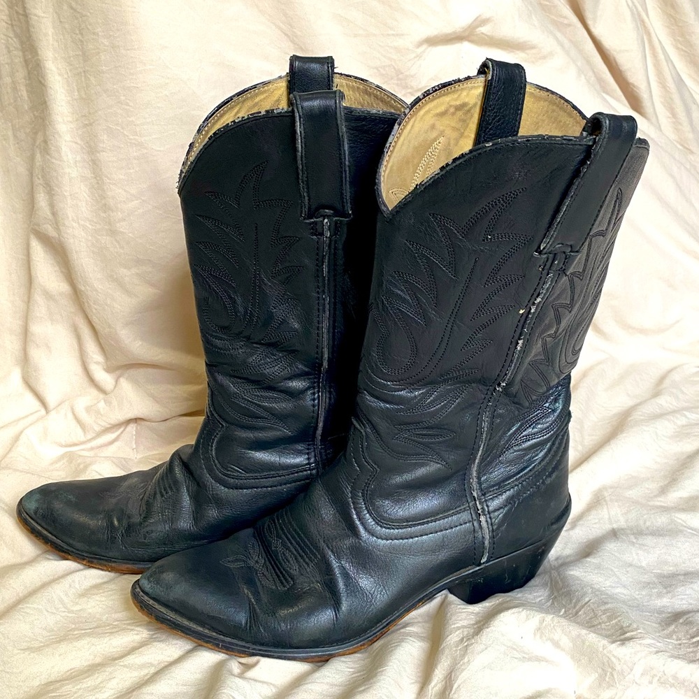 Vintage Durango Black Cowboy Boots Size 7.5 M